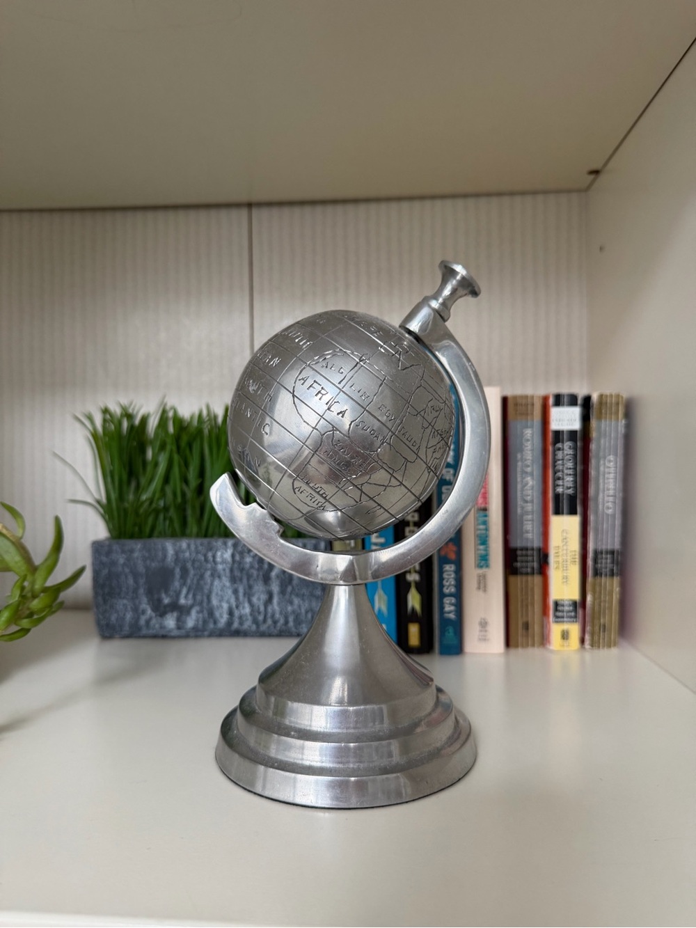 Metal Desk Globe - Silver Accent Globe Decor